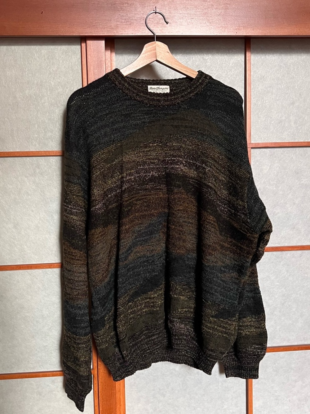 Vintage Italian Abstract Knit Sweater Dark Neutral Sweater Merino Blend
